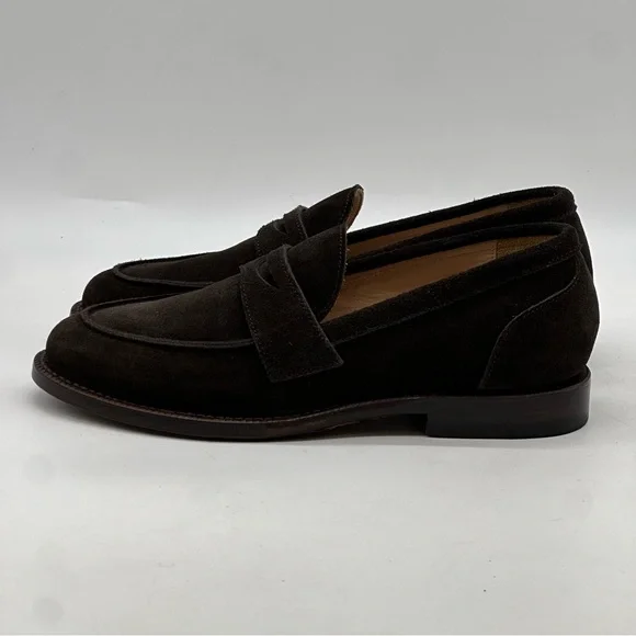 Grant Stone Brown Suede Penny Loafer. Size 7.5